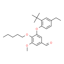 ChemSpider 2D Image | 3-(2-tert-Butyl-4-ethylphenoxy)-5-methoxy-4-(pentyloxy)benzaldehyde | C25H34O4