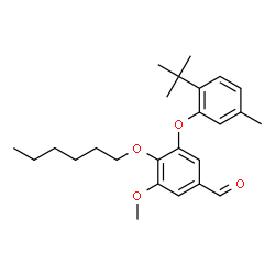 ChemSpider 2D Image | 3-(2-tert-Butyl-5-methylphenoxy)-4-(hexyloxy)-5-methoxybenzaldehyde | C25H34O4