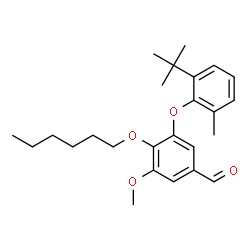 ChemSpider 2D Image | 3-(2-tert-Butyl-6-methylphenoxy)-4-(hexyloxy)-5-methoxybenzaldehyde | C25H34O4