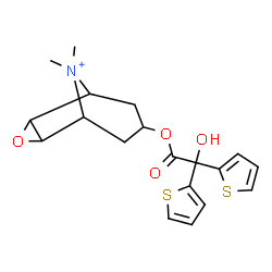ChemSpider 2D Image | 7-[2-Hydroxy(di-2-thienyl)acetoxy]-9,9-dimethyl-3-oxa-9-azoniatricyclo[3.3.1.0~2,4~]nonane | C19H22NO4S2