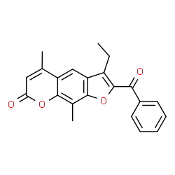 ChemSpider 2D Image | 2-Benzoyl-3-ethyl-5,9-dimethyl-7H-furo[3,2-g]chromen-7-one | C22H18O4