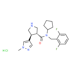 ChemSpider 2D Image | (3R,4S)-N-Cyclopentyl-N-(2,6-difluorobenzyl)-4-(1-methyl-1H-pyrazol-4-yl)-3-pyrrolidinecarboxamide hydrochloride (1:1) | C21H27ClF2N4O