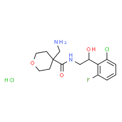 ChemSpider 2D Image | 4-(Aminomethyl)-N-[2-(2-chloro-6-fluorophenyl)-2-hydroxyethyl]tetrahydro-2H-pyran-4-carboxamide hydrochloride (1:1) | C15H21Cl2FN2O3
