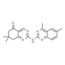 ChemSpider 2D Image | 2-[(4,6-Dimethyl-2-quinazolinyl)amino]-7,7-dimethyl-7,8-dihydro-5(6H)-quinazolinone | C20H21N5O