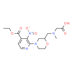 ChemSpider 2D Image | N-({4-[4-(Ethoxycarbonyl)-3-nitro-2-pyridinyl]-2-morpholinyl}methyl)-N-methylglycine | C16H22N4O7