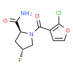 ChemSpider 2D Image | (4R)-1-(2-Chloro-3-furoyl)-4-fluoro-L-prolinamide | C10H10ClFN2O3