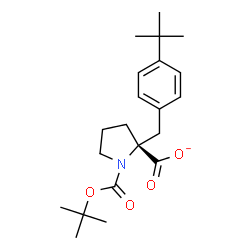 ChemSpider 2D Image | (2R)-2-[4-(2-Methyl-2-propanyl)benzyl]-1-{[(2-methyl-2-propanyl)oxy]carbonyl}-2-pyrrolidinecarboxylate | C21H30NO4