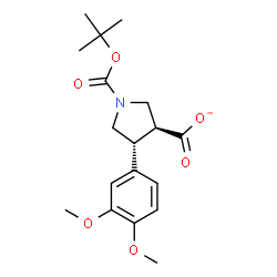 ChemSpider 2D Image | (3S,4R)-4-(3,4-Dimethoxyphenyl)-1-{[(2-methyl-2-propanyl)oxy]carbonyl}-3-pyrrolidinecarboxylate | C18H24NO6