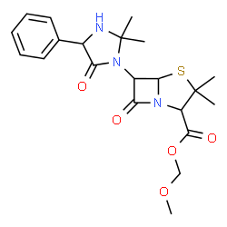 ChemSpider 2D Image | Methoxymethyl 6-(2,2-dimethyl-5-oxo-4-phenyl-1-imidazolidinyl)-3,3-dimethyl-7-oxo-4-thia-1-azabicyclo[3.2.0]heptane-2-carboxylate | C21H27N3O5S
