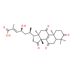 ChemSpider 2D Image | (5xi,23S,24E)-23-Hydroxy-3,7,11,15-tetraoxolanosta-8,24-dien-26-oic acid | C30H40O7