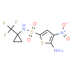 ChemSpider 2D Image | 5-Amino-4-nitro-N-[1-(trifluoromethyl)cyclopropyl]-2-thiophenesulfonamide | C8H8F3N3O4S2