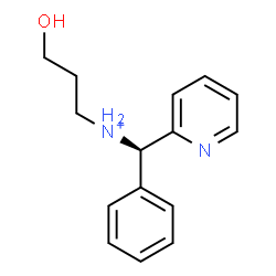 ChemSpider 2D Image | 3-Hydroxy-N-[(R)-phenyl(2-pyridinyl)methyl]-1-propanaminium | C15H19N2O