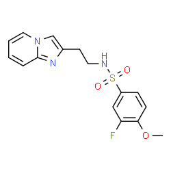 ChemSpider 2D Image | 3-Fluoro-N-[2-(imidazo[1,2-a]pyridin-2-yl)ethyl]-4-methoxybenzenesulfonamide | C16H16FN3O3S