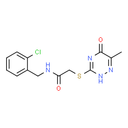 ChemSpider 2D Image | N-(2-Chlorobenzyl)-2-[(6-methyl-5-oxo-2,5-dihydro-1,2,4-triazin-3-yl)sulfanyl]acetamide | C13H13ClN4O2S