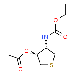 ChemSpider 2D Image | (3R,4S)-4-[(Ethoxycarbonyl)amino]tetrahydro-3-thiophenyl acetate | C9H15NO4S