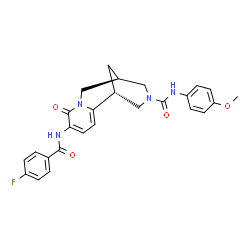 ChemSpider 2D Image | (1R,9R)-5-[(4-Fluorobenzoyl)amino]-N-(4-methoxyphenyl)-6-oxo-7,11-diazatricyclo[7.3.1.0~2,7~]trideca-2,4-diene-11-carboxamide | C26H25FN4O4