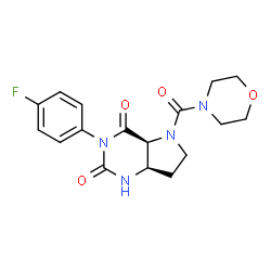 ChemSpider 2D Image | (4aS,7aR)-3-(4-Fluorophenyl)-5-(4-morpholinylcarbonyl)tetrahydro-1H-pyrrolo[3,2-d]pyrimidine-2,4(3H,4aH)-dione | C17H19FN4O4