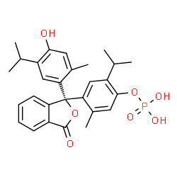 ChemSpider 2D Image | 4-[(1R)-1-(4-Hydroxy-5-isopropyl-2-methylphenyl)-3-oxo-1,3-dihydro-2-benzofuran-1-yl]-2-isopropyl-5-methylphenyl dihydrogen phosphate | C28H31O7P