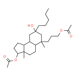 ChemSpider 2D Image | 3-(3-Acetoxy-8-hydroxy-3a,6-dimethyl-8-pentyldodecahydro-1H-cyclopenta[a]naphthalen-6-yl)propyl acetate | C27H46O5