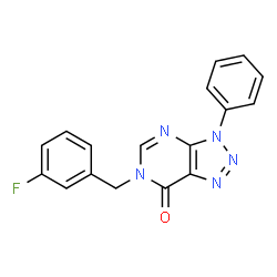 ChemSpider 2D Image | 6-(3-Fluorobenzyl)-3-phenyl-3,6-dihydro-7H-[1,2,3]triazolo[4,5-d]pyrimidin-7-one | C17H12FN5O