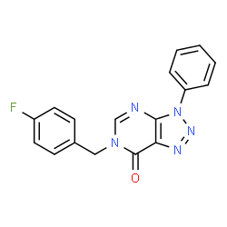 ChemSpider 2D Image | 6-(4-Fluorobenzyl)-3-phenyl-3,6-dihydro-7H-[1,2,3]triazolo[4,5-d]pyrimidin-7-one | C17H12FN5O