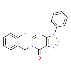 ChemSpider 2D Image | 6-(2-Fluorobenzyl)-3-phenyl-3,6-dihydro-7H-[1,2,3]triazolo[4,5-d]pyrimidin-7-one | C17H12FN5O
