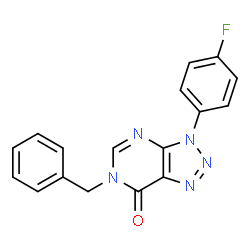 ChemSpider 2D Image | 6-Benzyl-3-(4-fluorophenyl)-3,6-dihydro-7H-[1,2,3]triazolo[4,5-d]pyrimidin-7-one | C17H12FN5O