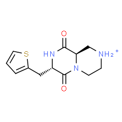 ChemSpider 2D Image | (7S,9aR)-6,9-Dioxo-7-(2-thienylmethyl)octahydro-2H-pyrazino[1,2-a]pyrazin-2-ium | C12H16N3O2S