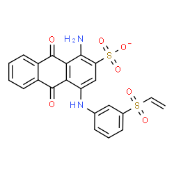 ChemSpider 2D Image | 1-Amino-9,10-dioxo-4-{[3-(vinylsulfonyl)phenyl]amino}-9,10-dihydro-2-anthracenesulfonate | C22H15N2O7S2