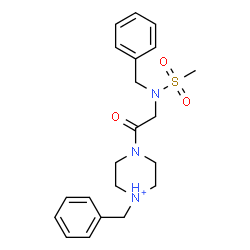 ChemSpider 2D Image | 1-Benzyl-4-[N-benzyl-N-(methylsulfonyl)glycyl]piperazin-1-ium | C21H28N3O3S