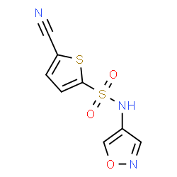 ChemSpider 2D Image | 5-Cyano-N-(1,2-oxazol-4-yl)-2-thiophenesulfonamide | C8H5N3O3S2