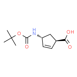 ChemSpider 2D Image | (1R,4R)-4-(Boc-amino)cyclopent-2-enecarboxylic acid | C11H17NO4