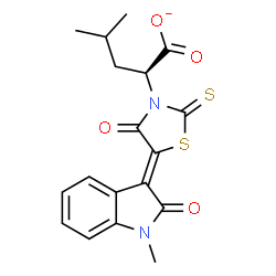 ChemSpider 2D Image | (2S)-4-Methyl-2-[(5Z)-5-(1-methyl-2-oxo-1,2-dihydro-3H-indol-3-ylidene)-4-oxo-2-thioxo-1,3-thiazolidin-3-yl]pentanoate | C18H17N2O4S2