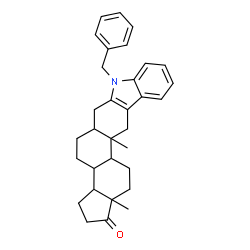 ChemSpider 2D Image | 7-Benzyl-12a,14a-dimethyl-3,3a,3b,4,5,5a,6,7,12,12a,12b,13,14,14a-tetradecahydrocyclopenta[5,6]naphtho[2,1-b]carbazol-1(2H)-one | C32H37NO