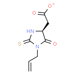 ChemSpider 2D Image | [(4S)-1-Allyl-5-oxo-2-thioxo-4-imidazolidinyl]acetate | C8H9N2O3S