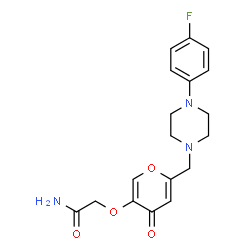 ChemSpider 2D Image | 2-[(6-{[4-(4-Fluorophenyl)-1-piperazinyl]methyl}-4-oxo-4H-pyran-3-yl)oxy]acetamide | C18H20FN3O4