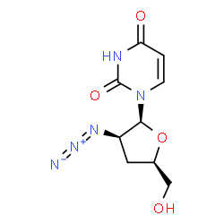 ChemSpider 2D Image | 1-(2-Azido-2,3-dideoxy-beta-L-threo-pentofuranosyl)-2,4(1H,3H)-pyrimidinedione | C9H11N5O4