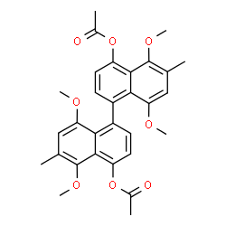 ChemSpider 2D Image | 4,4'-Diacetoxy-6,6'-dimethyl-5,5',8,8'-tetramethoxy-1,1'-binaphthalene | C30H30O8