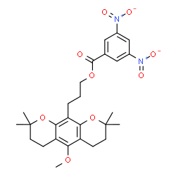 ChemSpider 2D Image | 3-(5-Methoxy-2,2,8,8-tetramethyl-3,4,7,8-tetrahydro-2H,6H-pyrano[3,2-g]chromen-10-yl)propyl 3,5-dinitrobenzoate  | C27H32N2O9