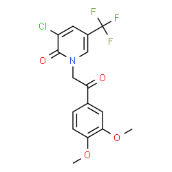 ChemSpider 2D Image | 3-Chloro-1-[2-(3,4-dimethoxyphenyl)-2-oxoethyl]-5-(trifluoromethyl)-2(1H)-pyridinone | C16H13ClF3NO4
