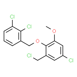 ChemSpider 2D Image | 5-Chloro-1-(chloromethyl)-2-[(2,3-dichlorobenzyl)oxy]-3-methoxybenzene | C15H12Cl4O2