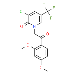 ChemSpider 2D Image | 3-Chloro-1-[2-(2,4-dimethoxyphenyl)-2-oxoethyl]-5-(trifluoromethyl)-2(1H)-pyridinone | C16H13ClF3NO4