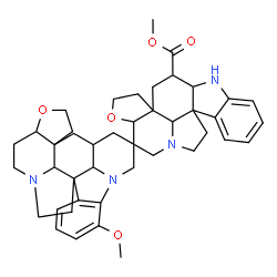 ChemSpider 2D Image | Methyl 9'-methoxy-2',3',4,4a',5,6,7,7a,8,12c',13,13',14,14',17',17a'-hexadecahydro-4'H,5'H,16'H-spiro[furo[2',3':7,8]indolizino[8,1-cd]carbazole-2,6'-furo[2',3':7,8]indolizino[8,1-cd]pyrido[1,2,3-lm]c
arbazole]-7-carboxylate | C43H52N4O5