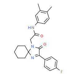 ChemSpider 2D Image | N-(3,4-Dimethylphenyl)-2-[3-(4-fluorophenyl)-2-oxo-1,4-diazaspiro[4.5]dec-3-en-1-yl]acetamide | C24H26FN3O2