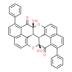 ChemSpider 2D Image | (6aR,13aR,14dR,14eR)-6a,13a-Dihydroxy-1,8-diphenyl-6a,13a,14d,14e-tetrahydro-6,13-dioxatetraceno[2,1,12,11,10-mnopqra]tetracene-7,14-dione | C38H22O6