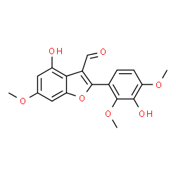 ChemSpider 2D Image | 4-Hydroxy-2-(3-hydroxy-2,4-dimethoxy-phenyl)-6-methoxy-benzofuran-3-carbaldehyde | C18H16O7