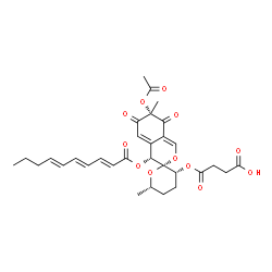 ChemSpider 2D Image | 4-({(3S,3'R,4R,6'S,7S)-7-Acetoxy-4-[(2E,4E,6E)-2,4,6-decatrienoyloxy]-6',7-dimethyl-6,8-dioxo-3',4,4',5',6,6',7,8-octahydrospiro[isochromene-3,2'-pyran]-3'-yl}oxy)-4-oxobutanoic acid | C31H36O12