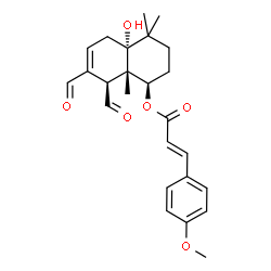 ChemSpider 2D Image | (1R,4aR,8R,8aS)-7,8-Diformyl-4a-hydroxy-4,4,8a-trimethyl-1,2,3,4,4a,5,8,8a-octahydro-1-naphthalenyl (2E)-3-(4-methoxyphenyl)acrylate | C25H30O6