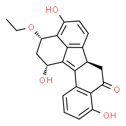 ChemSpider 2D Image | (1R,3S,6bR)-3-Ethoxy-1,4,9-trihydroxy-2,3,6b,7-tetrahydrobenzo[j]fluoranthen-8(1H)-one | C22H20O5