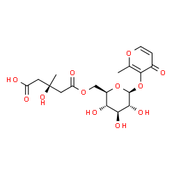 ChemSpider 2D Image | 2-Methyl-4-oxo-4H-pyran-3-yl 6-O-[(3R)-4-carboxy-3-hydroxy-3-methylbutanoyl]-beta-D-glucopyranoside | C18H24O12